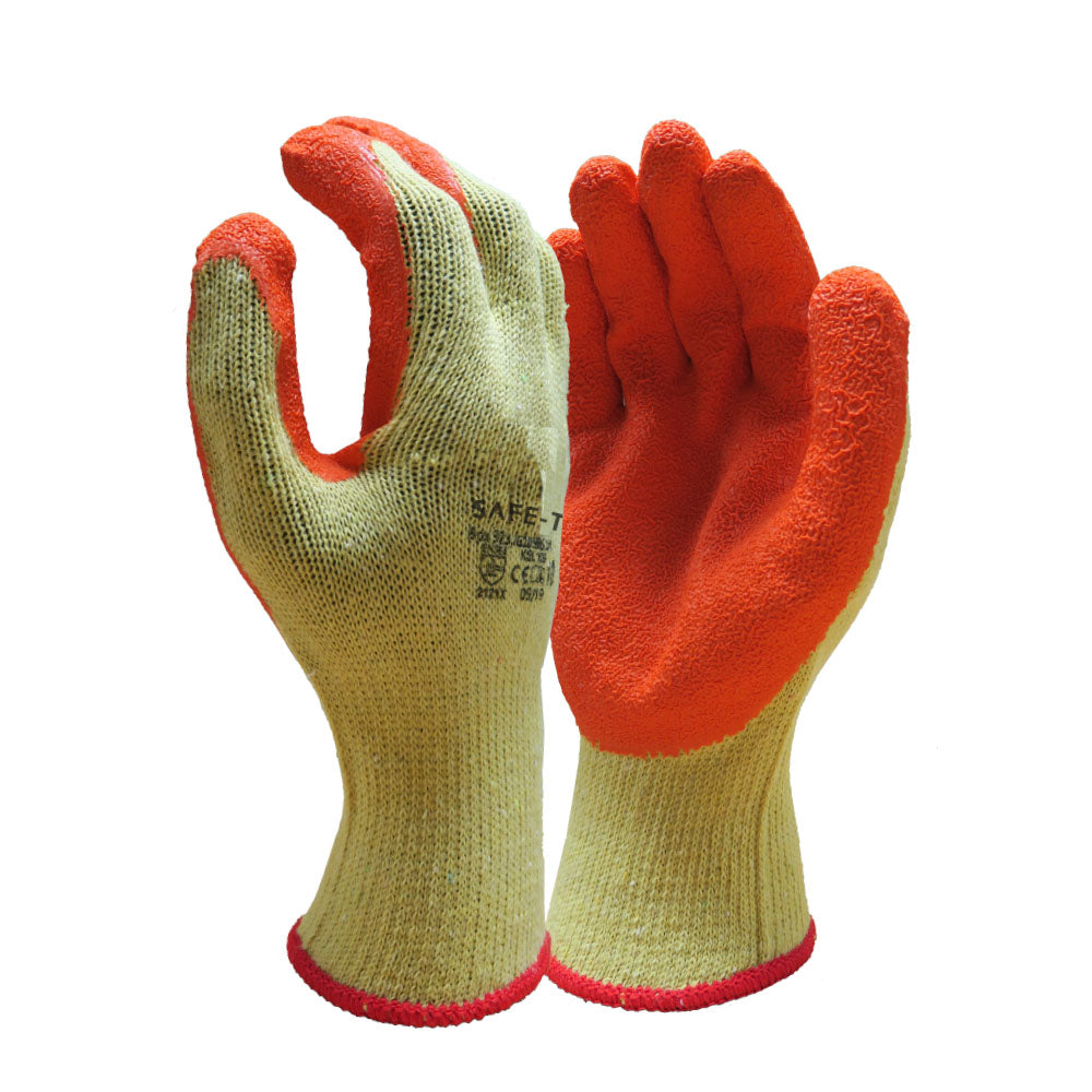 Yellow safety glove with orange palm